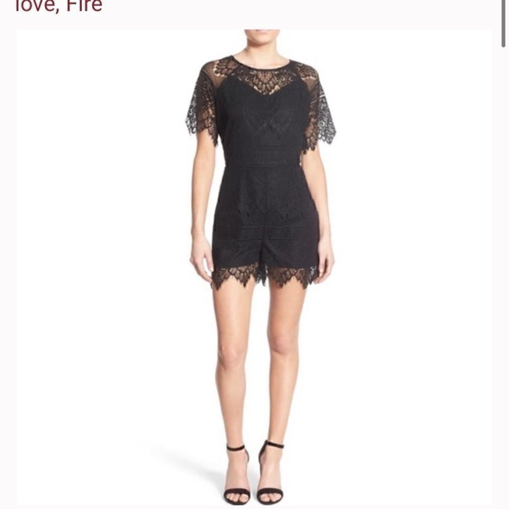 Love, Fire Black Lace Romper
